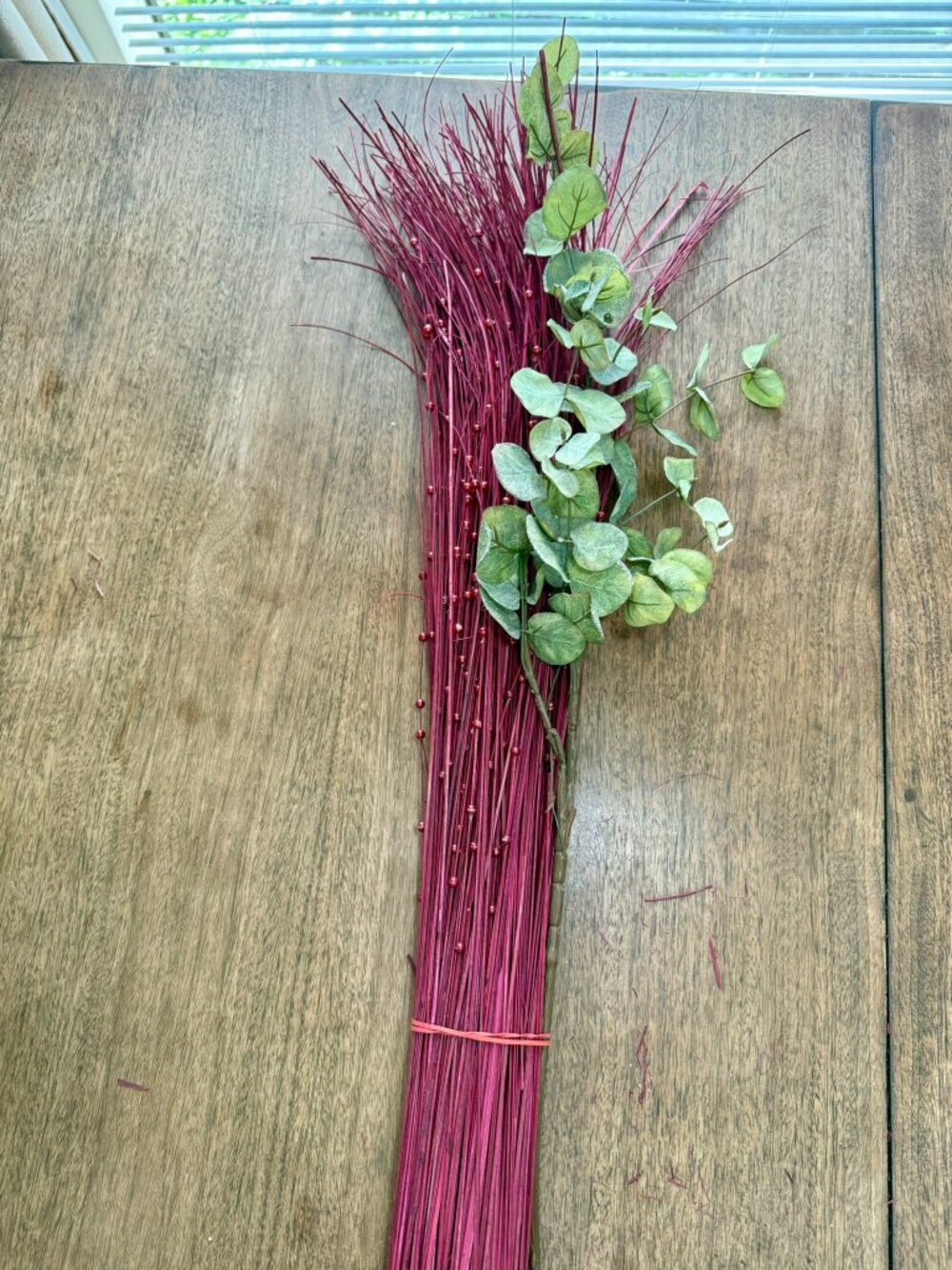 Red Dogwood Branches and Eucalyptus Flower Home Décor